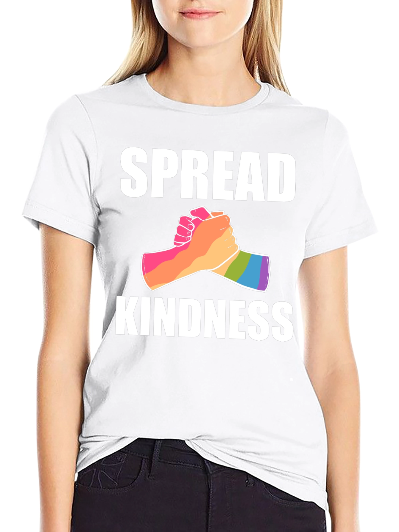 Spread Kindness Rainbow Hands Graphic Tee