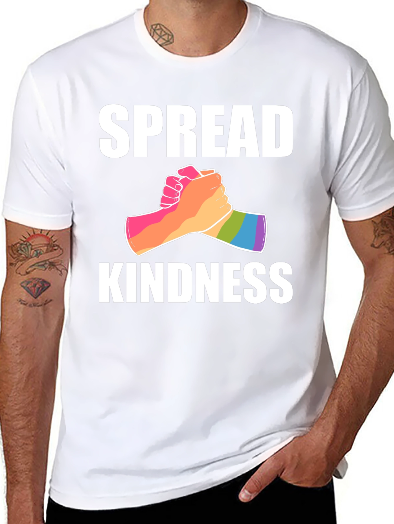 Spread Kindness Rainbow Hands Graphic Tee