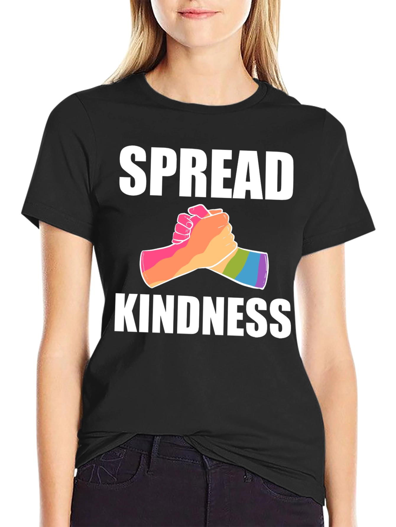 Spread Kindness Rainbow Hands Graphic Tee