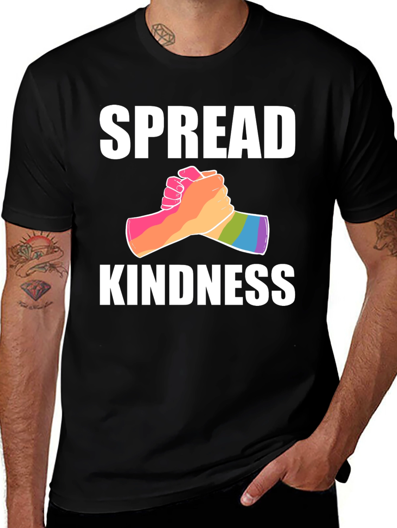 Spread Kindness Rainbow Hands Graphic Tee