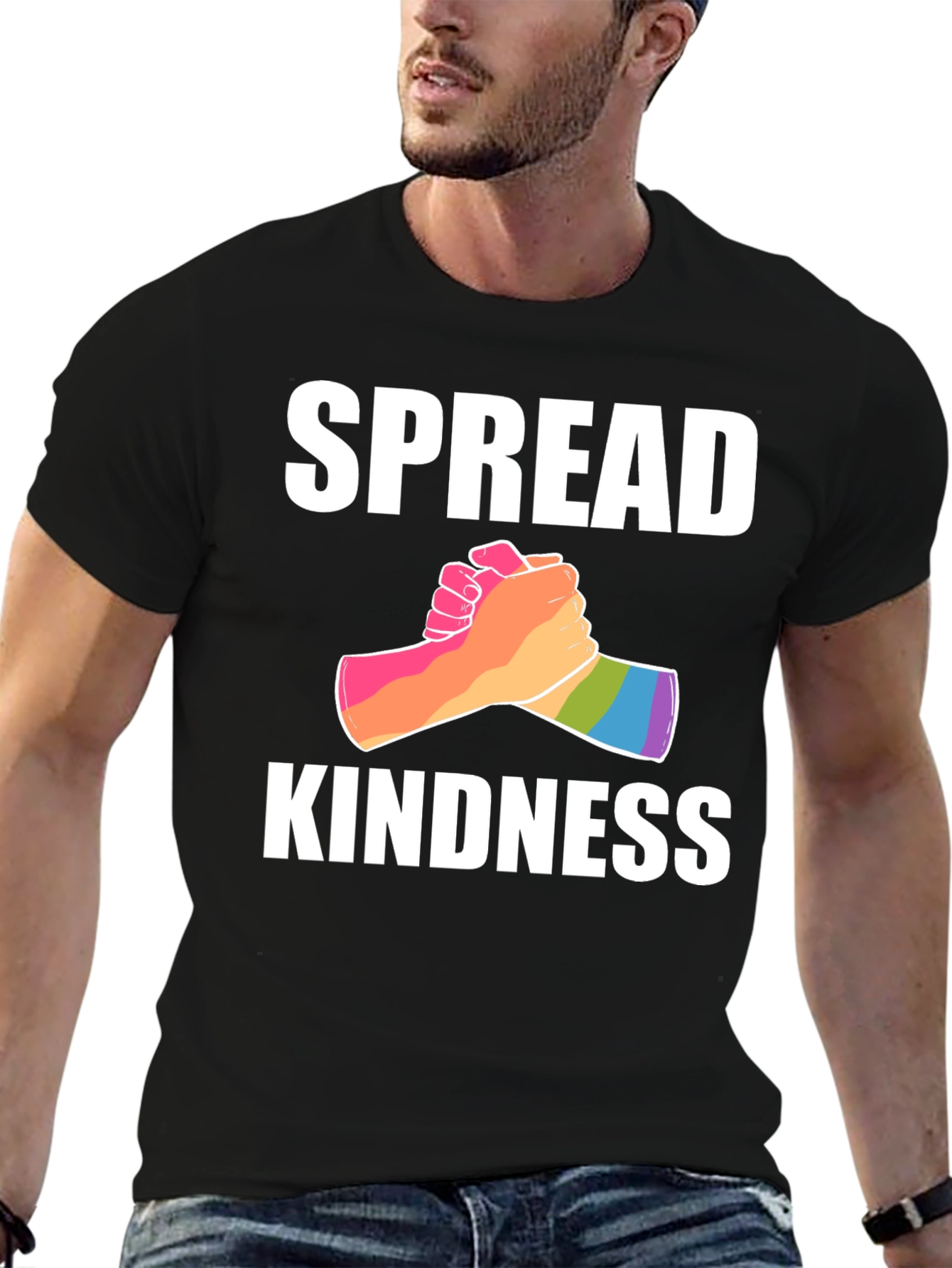 Spread Kindness Rainbow Hands Graphic Tee
