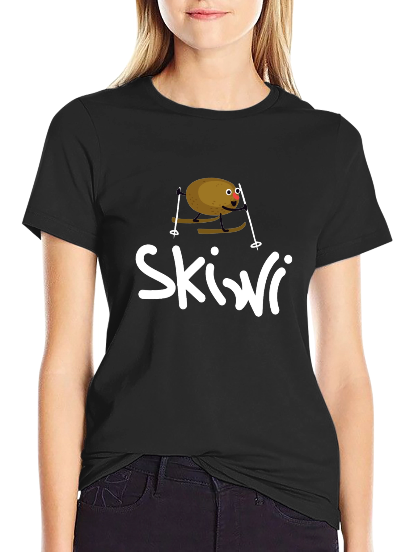 Skiwi Funny Kiwi Skiing T-Shirt