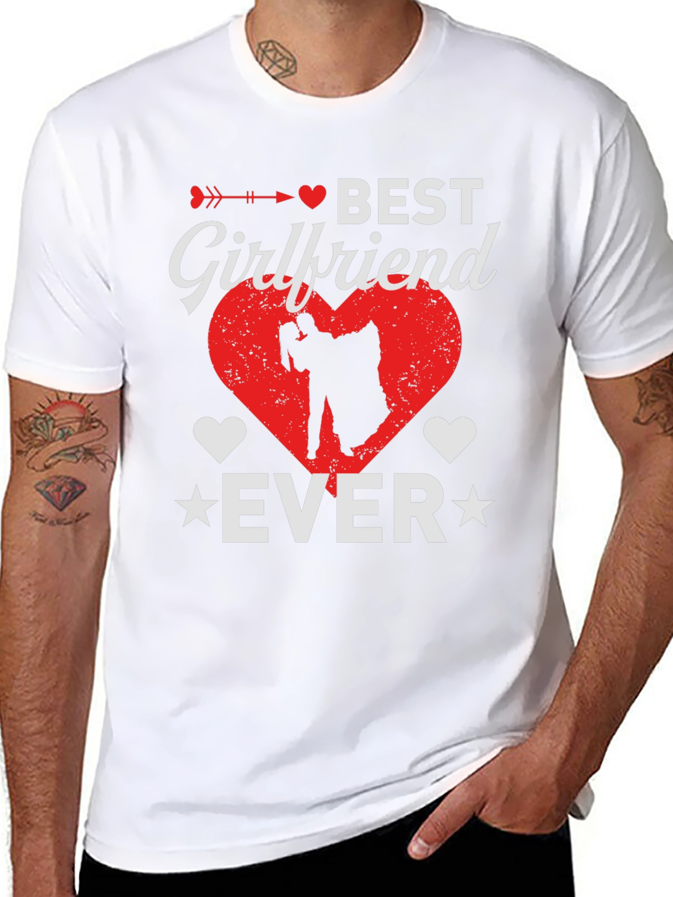 Best Girlfriend Ever Graphic T-Shirt - Heart Design