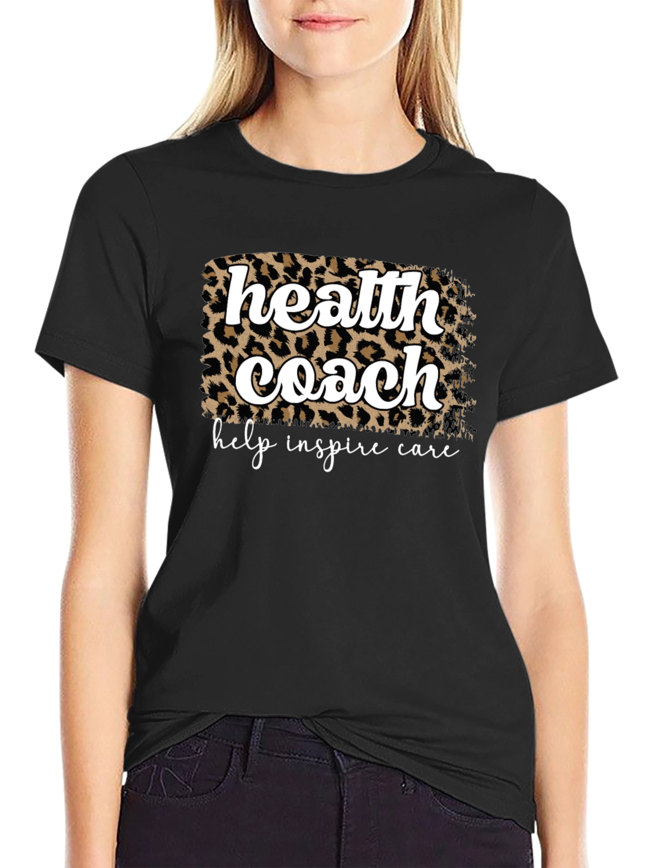 Health Coach Leopard Print Graphic T-Shirt