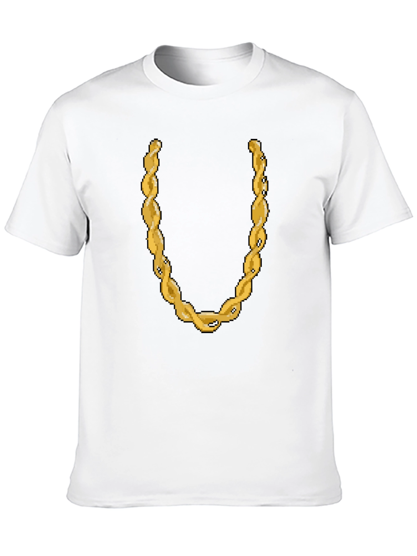 Pixelated Gold Chain Graphic Tee - Black