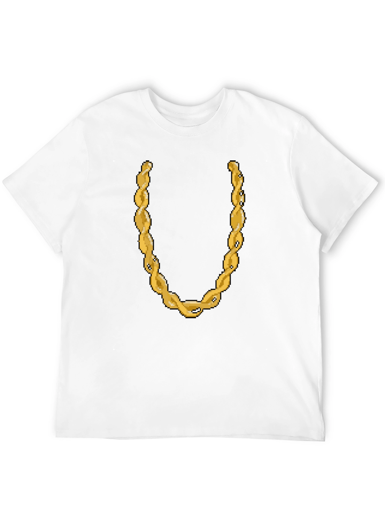 Pixelated Gold Chain Graphic Tee - Black