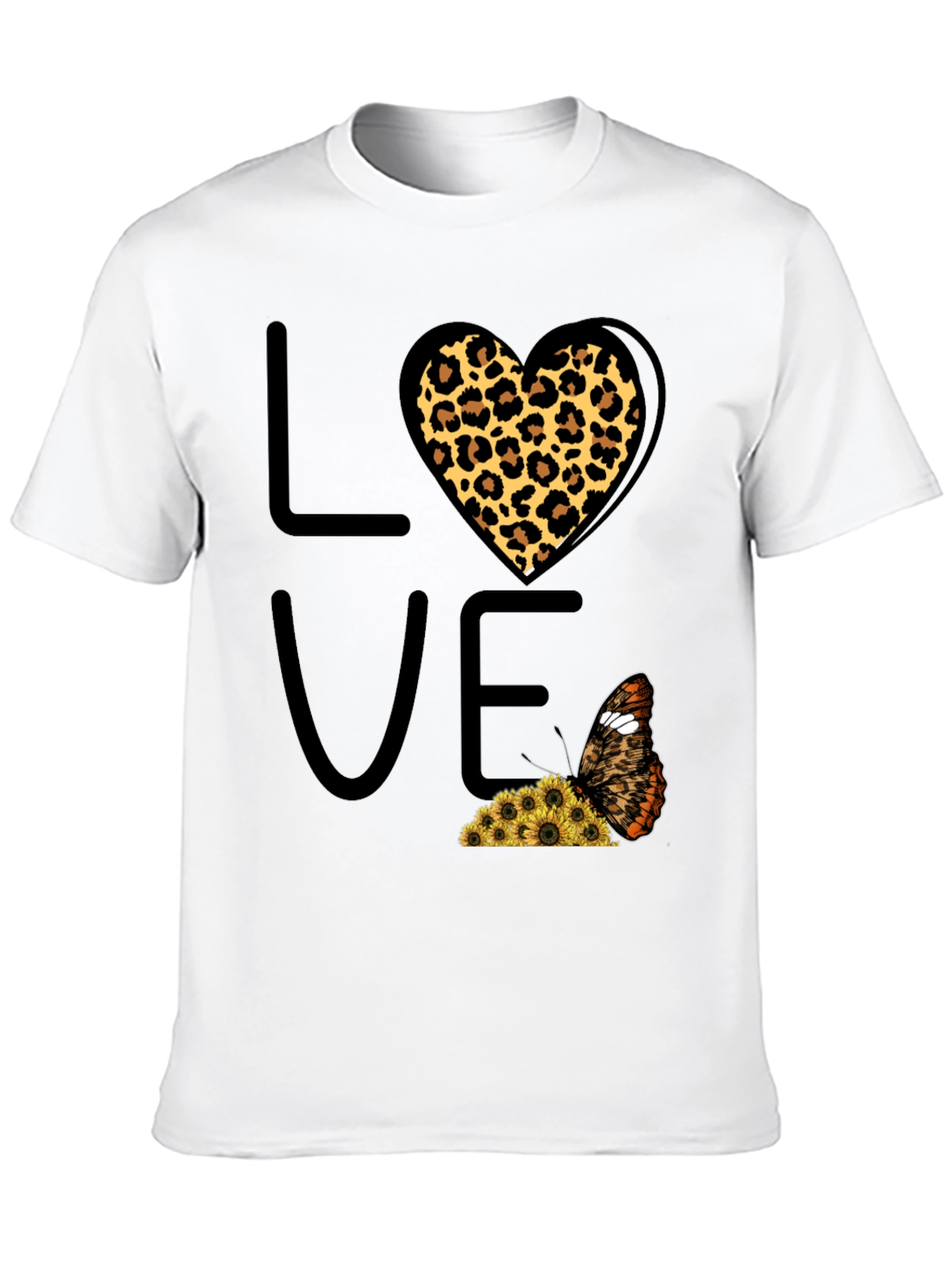 Love Leopard Heart Butterfly Graphic Tee