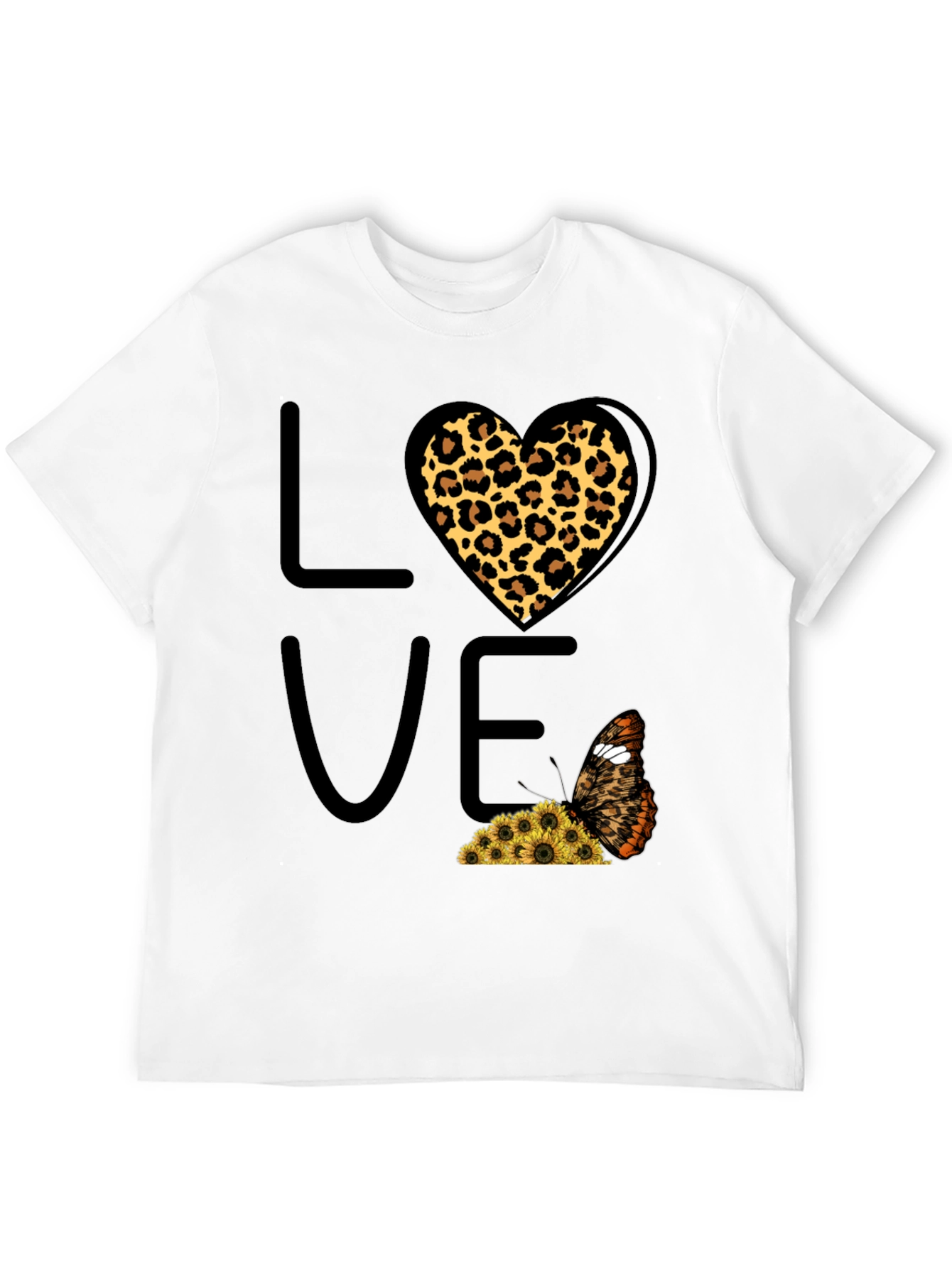 Love Leopard Heart Butterfly Graphic Tee