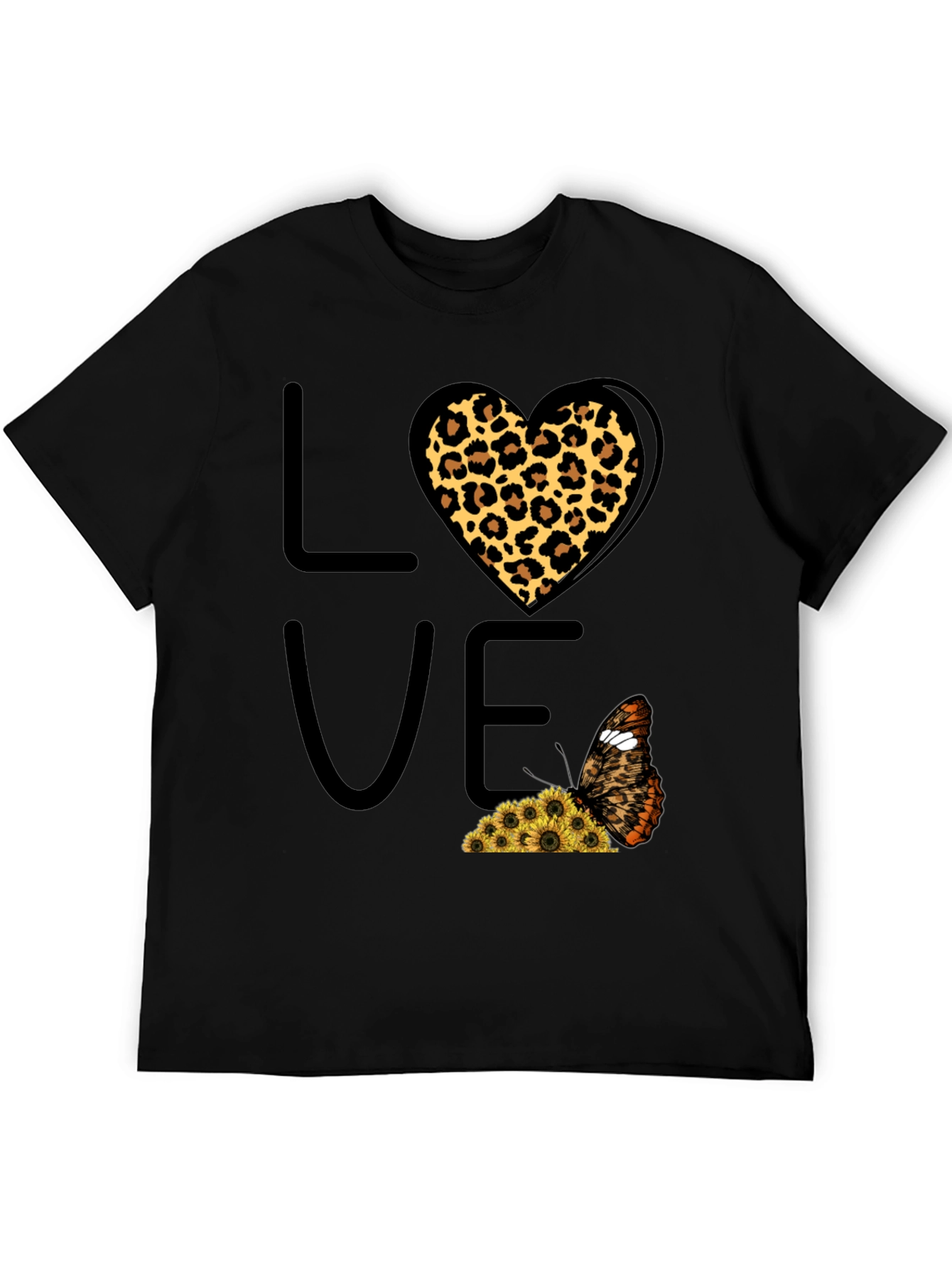 Love Leopard Heart Butterfly Graphic Tee