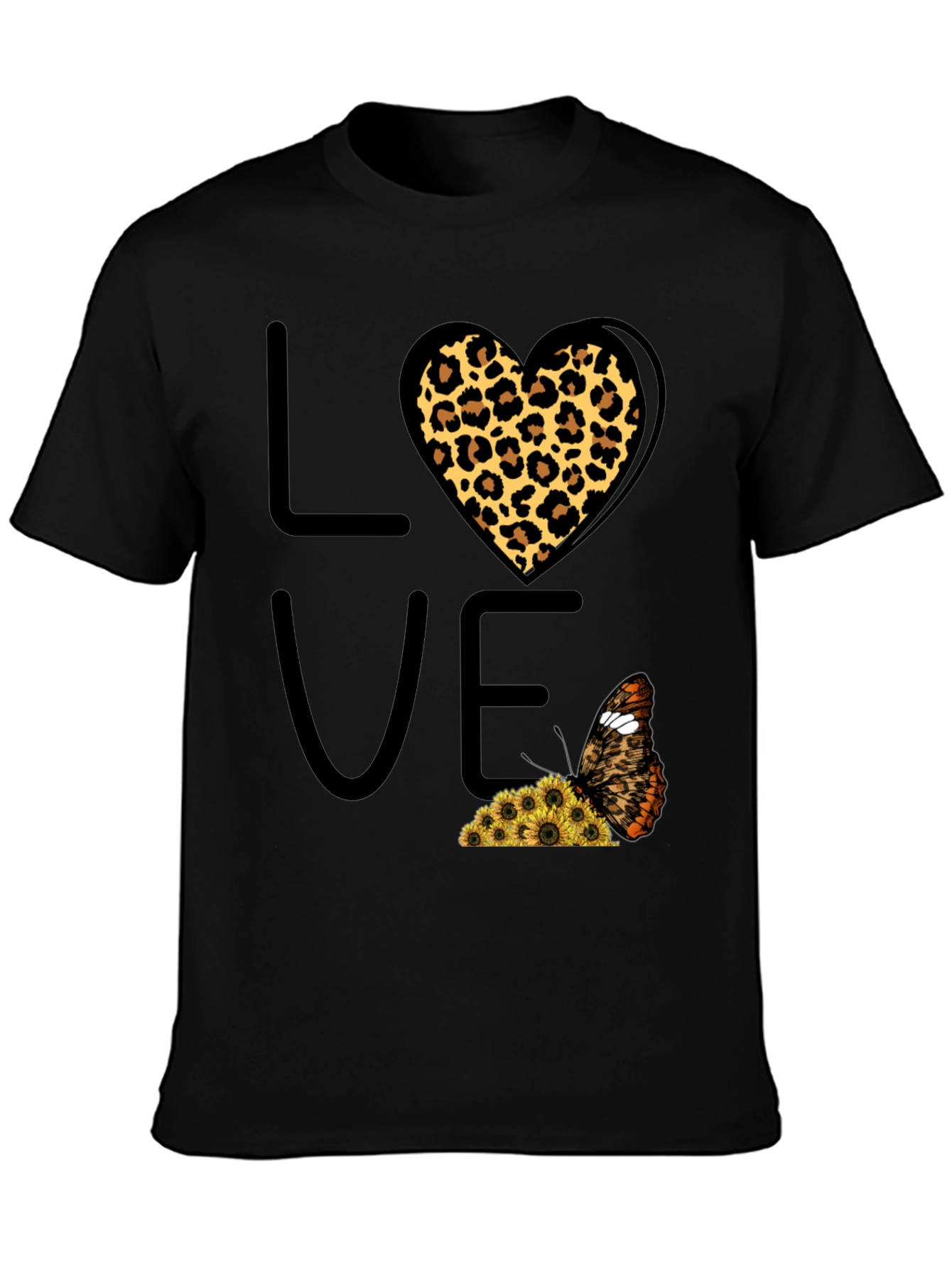 Love Leopard Heart Butterfly Graphic Tee
