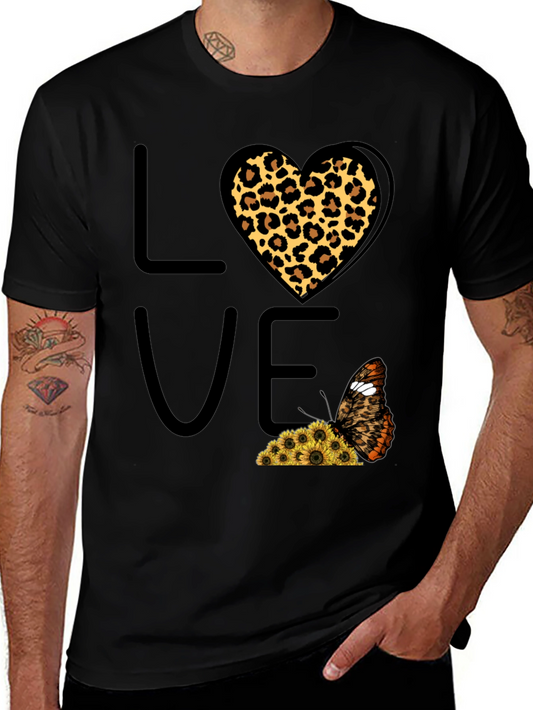 Love Leopard Heart Butterfly Graphic Tee