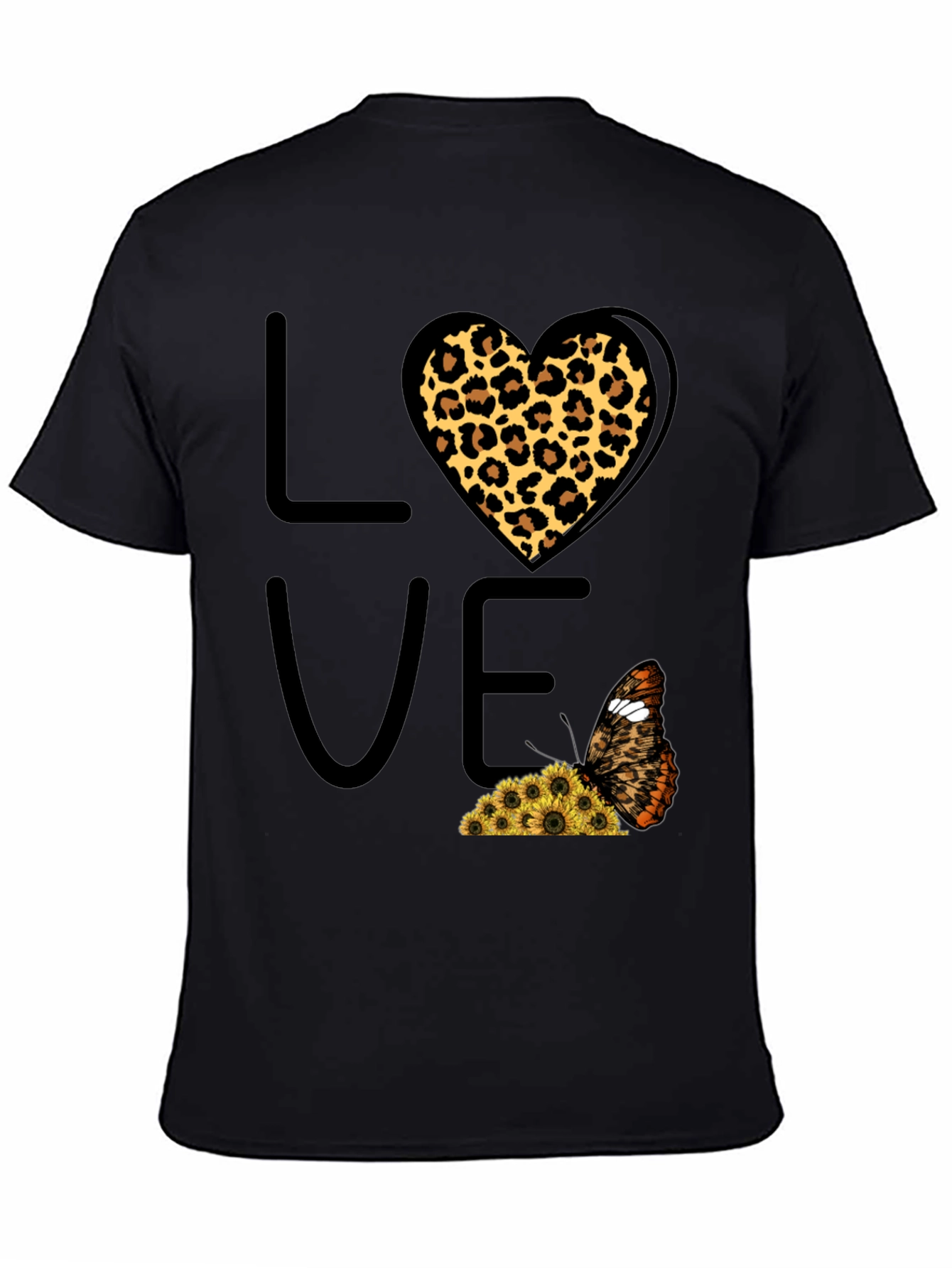 Love Leopard Heart Butterfly Graphic Tee