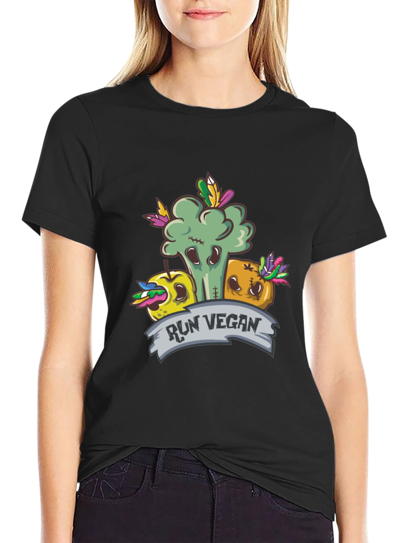 Run Vegan T-Shirt - Fun Food Design