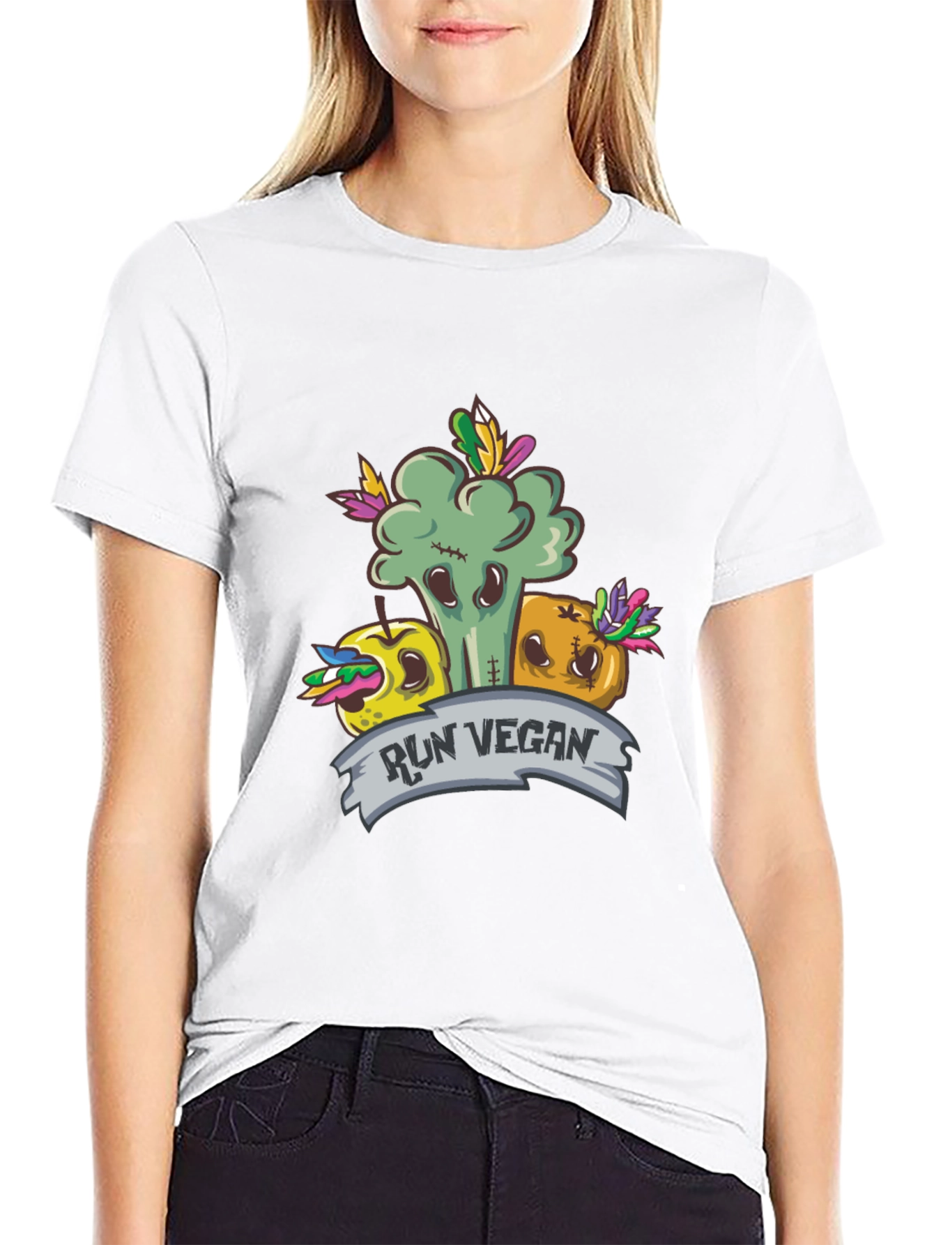 Run Vegan T-Shirt - Fun Food Design