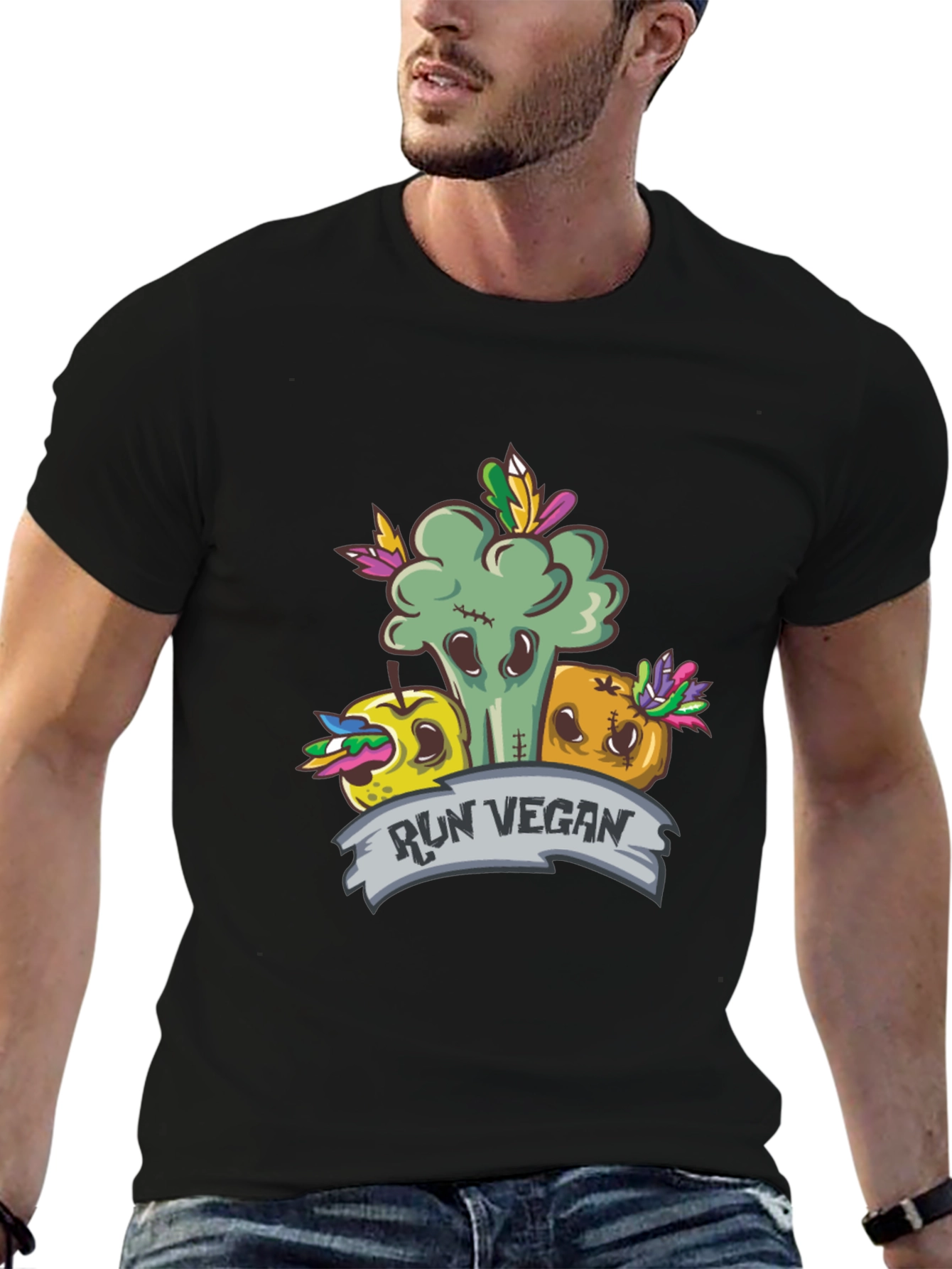 Run Vegan T-Shirt - Fun Food Design