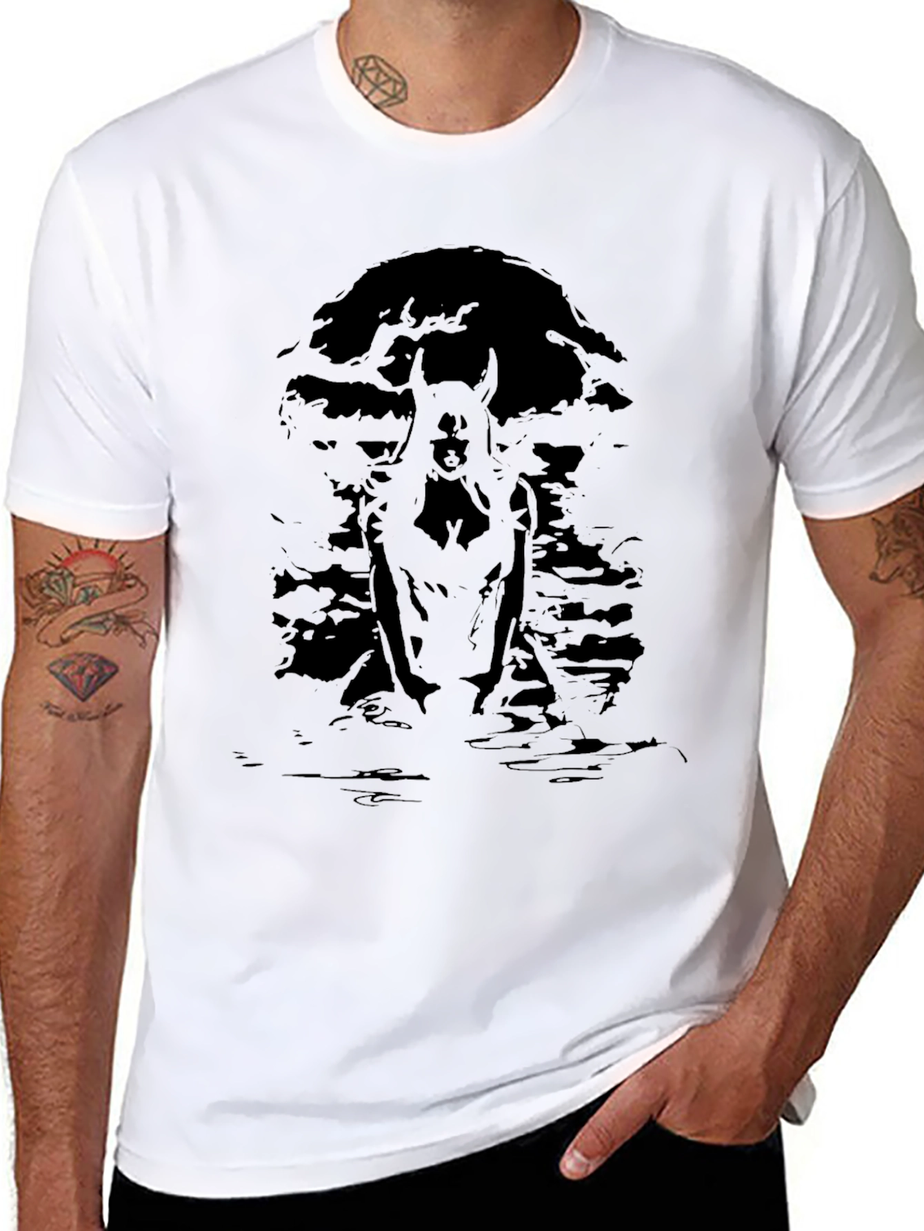 Black Graphic Tee - Mysterious Creature