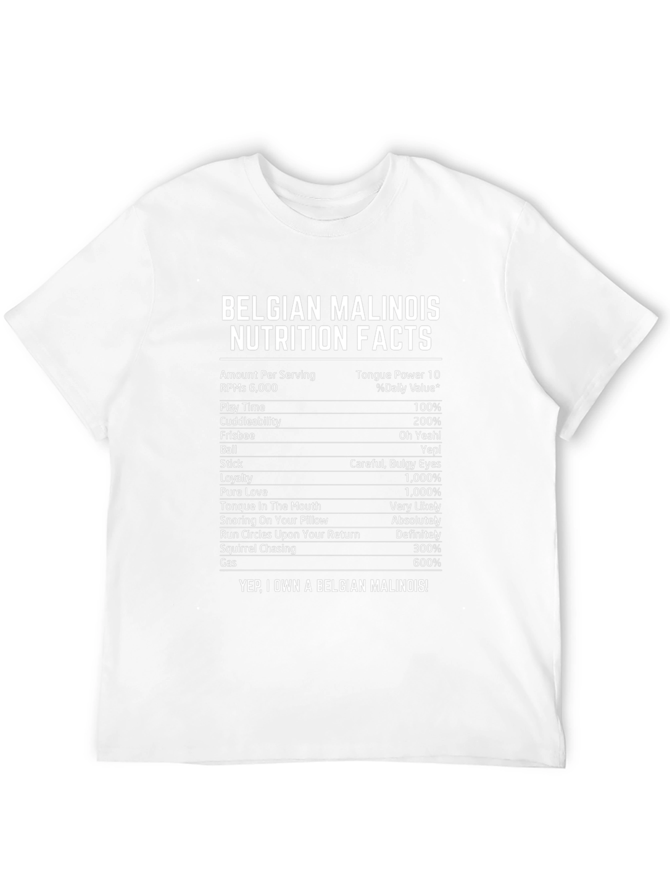 Belgian Malinois Nutrition Facts T-Shirt