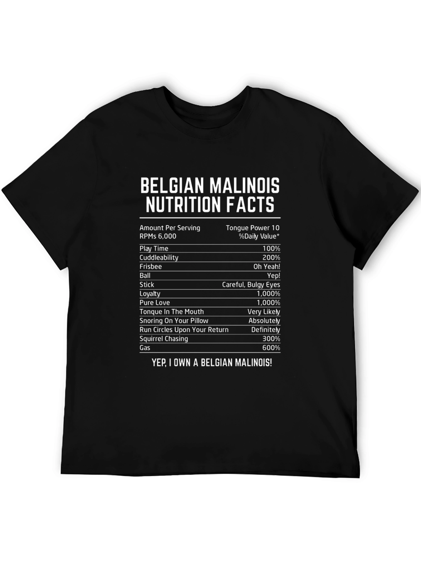 Belgian Malinois Nutrition Facts T-Shirt