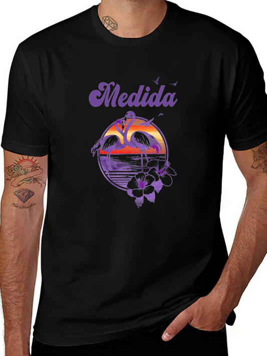 Retro Flamingo Sunset T-Shirt - Tropical Vibes