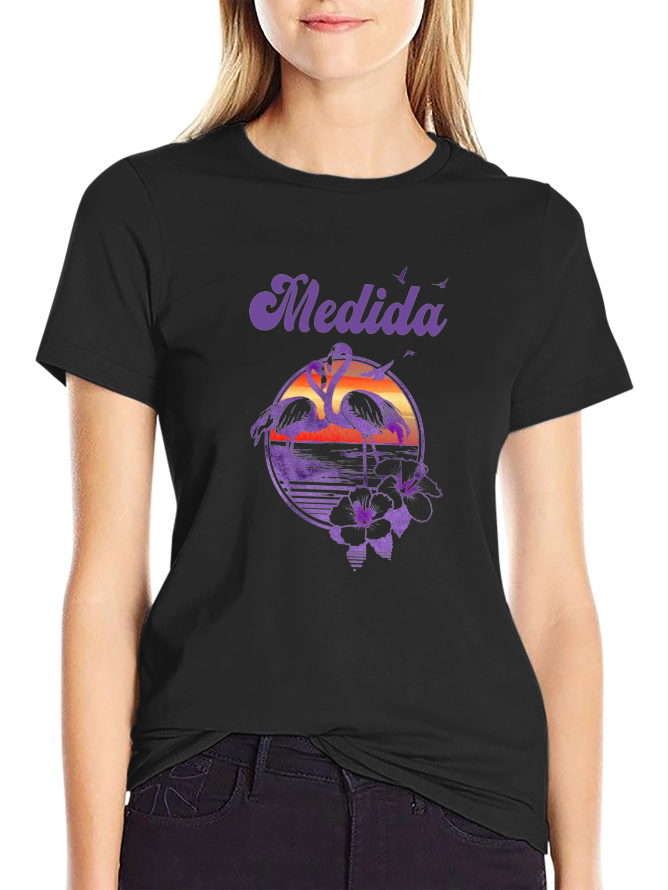 Retro Flamingo Sunset T-Shirt - Tropical Vibes