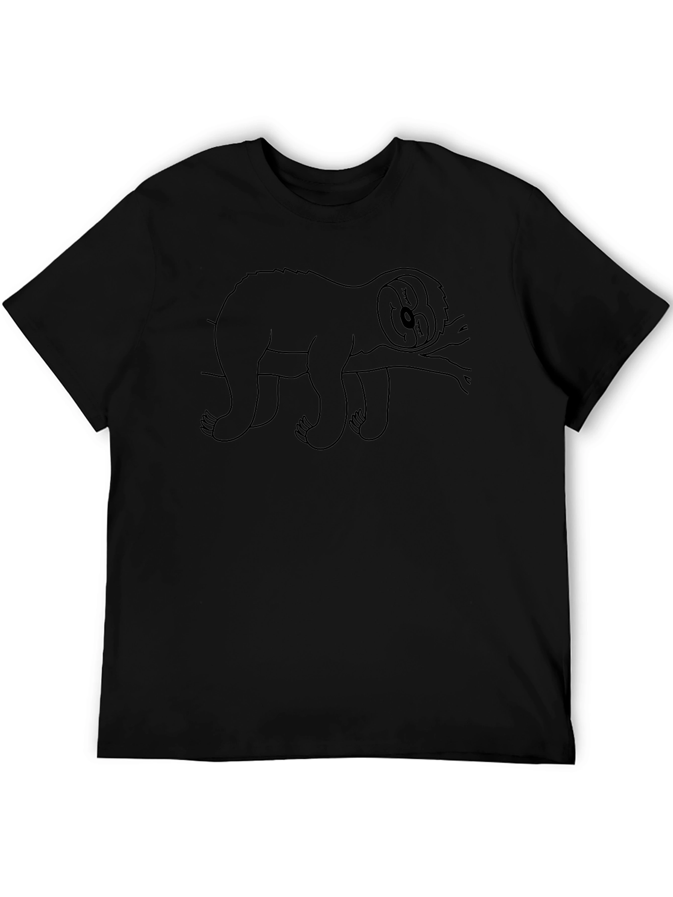 Relaxed Sloth Graphic Tee - Black Cotton Comfort