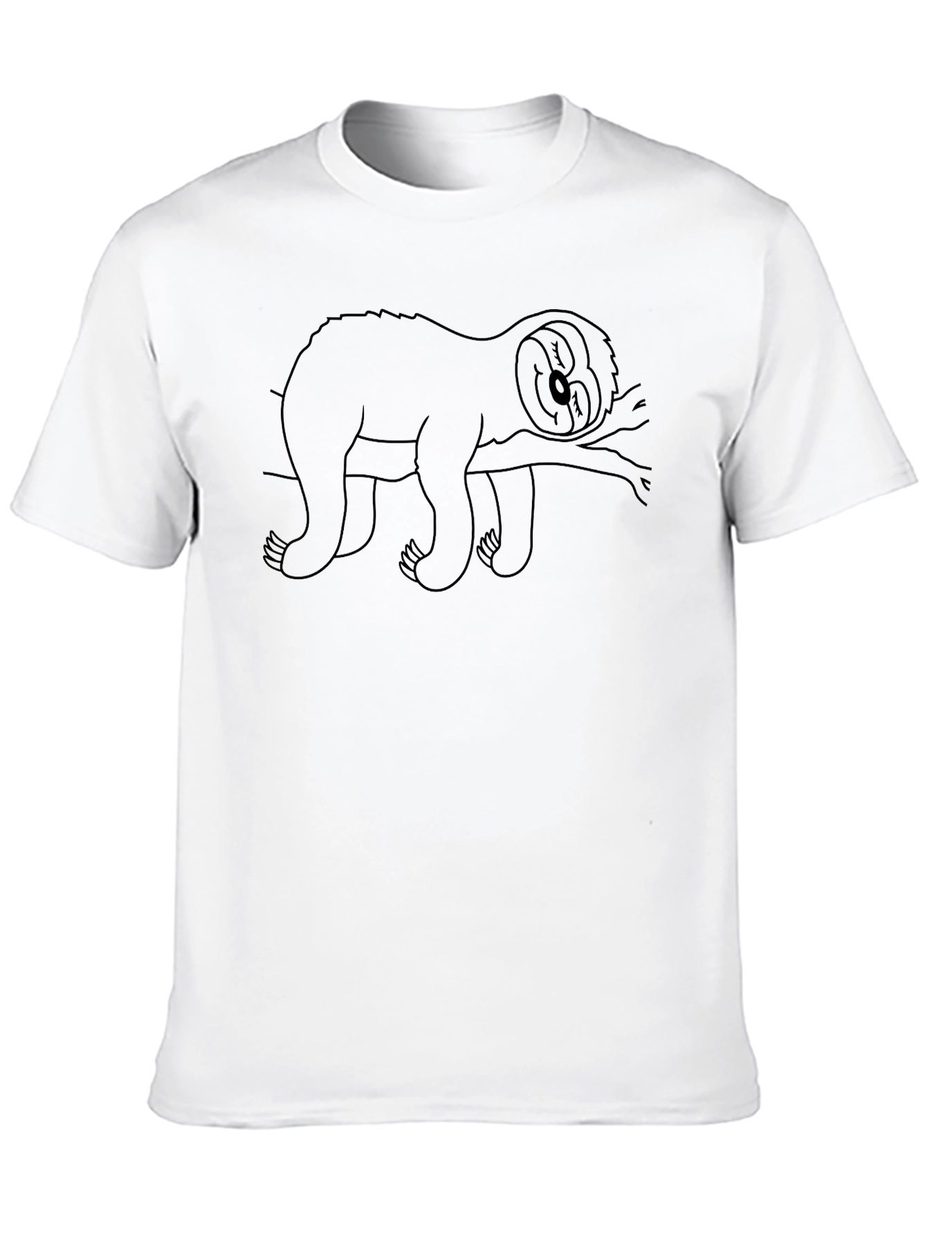 Relaxed Sloth Graphic Tee - Black Cotton Comfort
