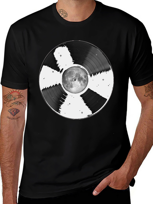 Moon Vinyl Record Graphic Tee - Unique Music Lover Shirt