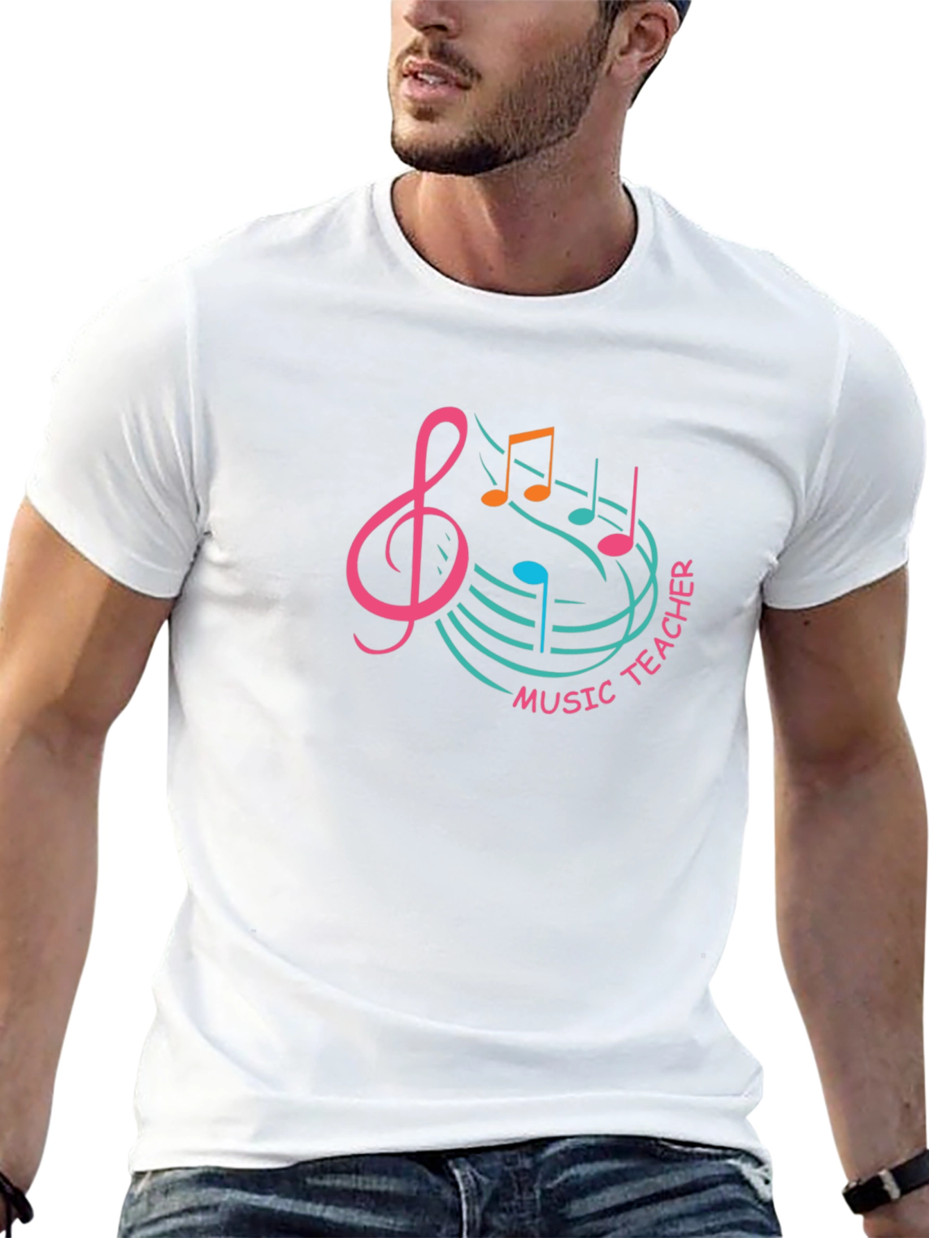 Music Teacher Tee - Treble Clef & Notes Design