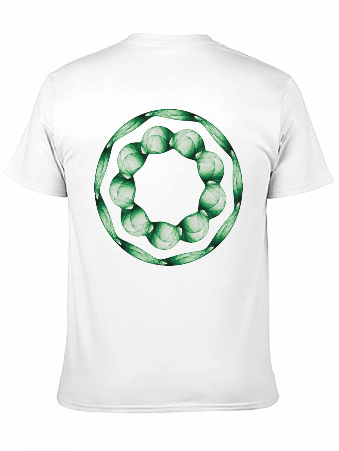 Geometric Green Floral Ring Black T-Shirt