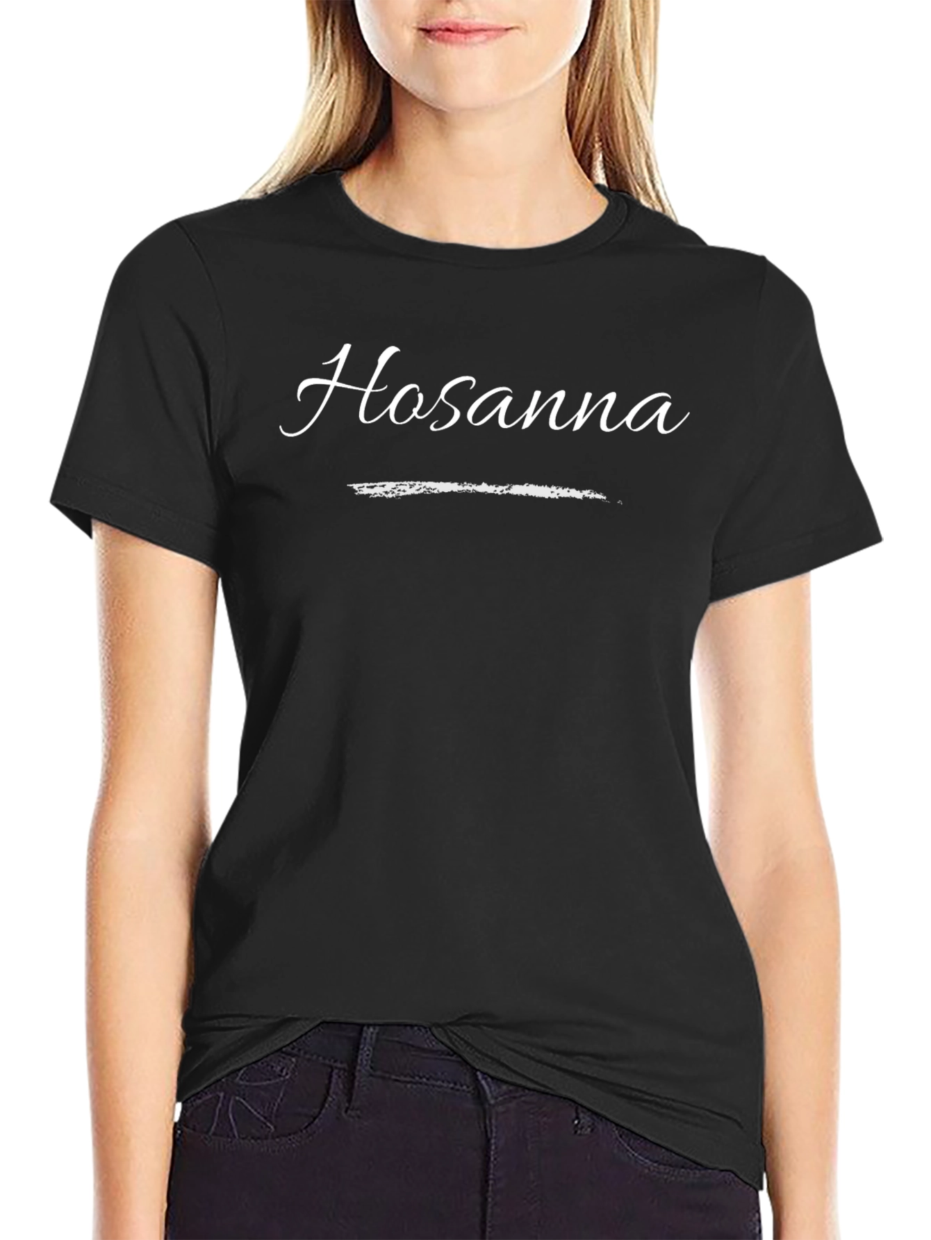 Hosanna Graphic Print Black Crew Neck T-Shirt