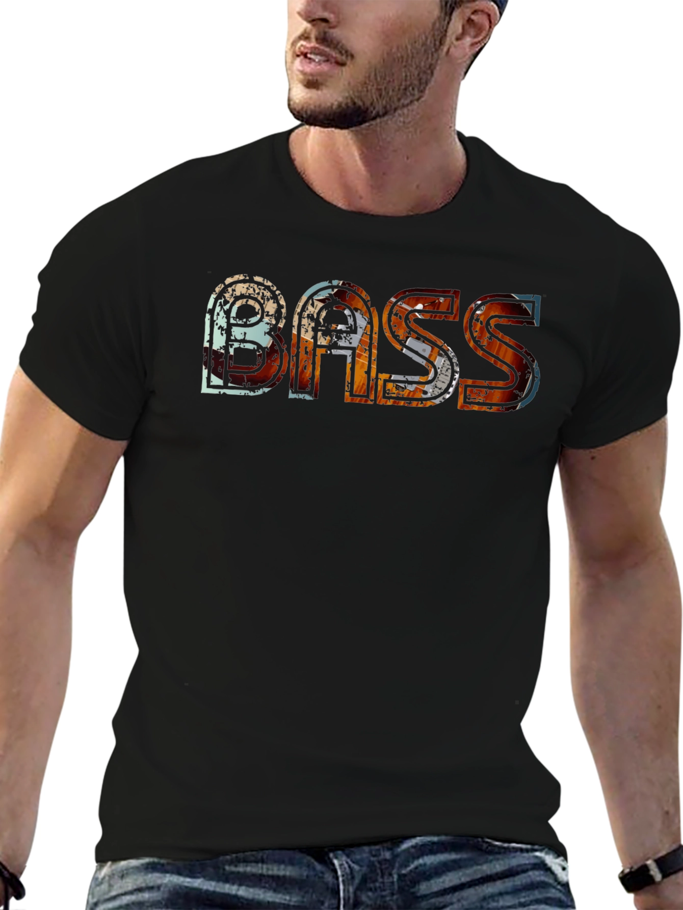 Bass Graphic Tee - Distressed Urban Style