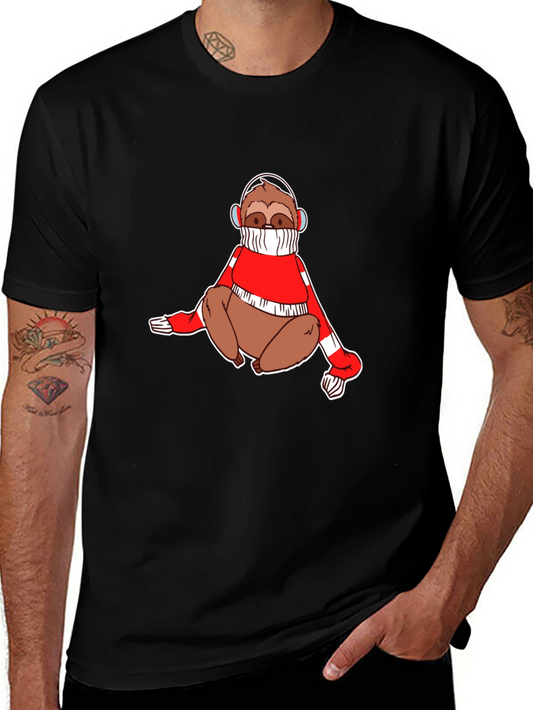 Sloth in Sweater Black T-Shirt