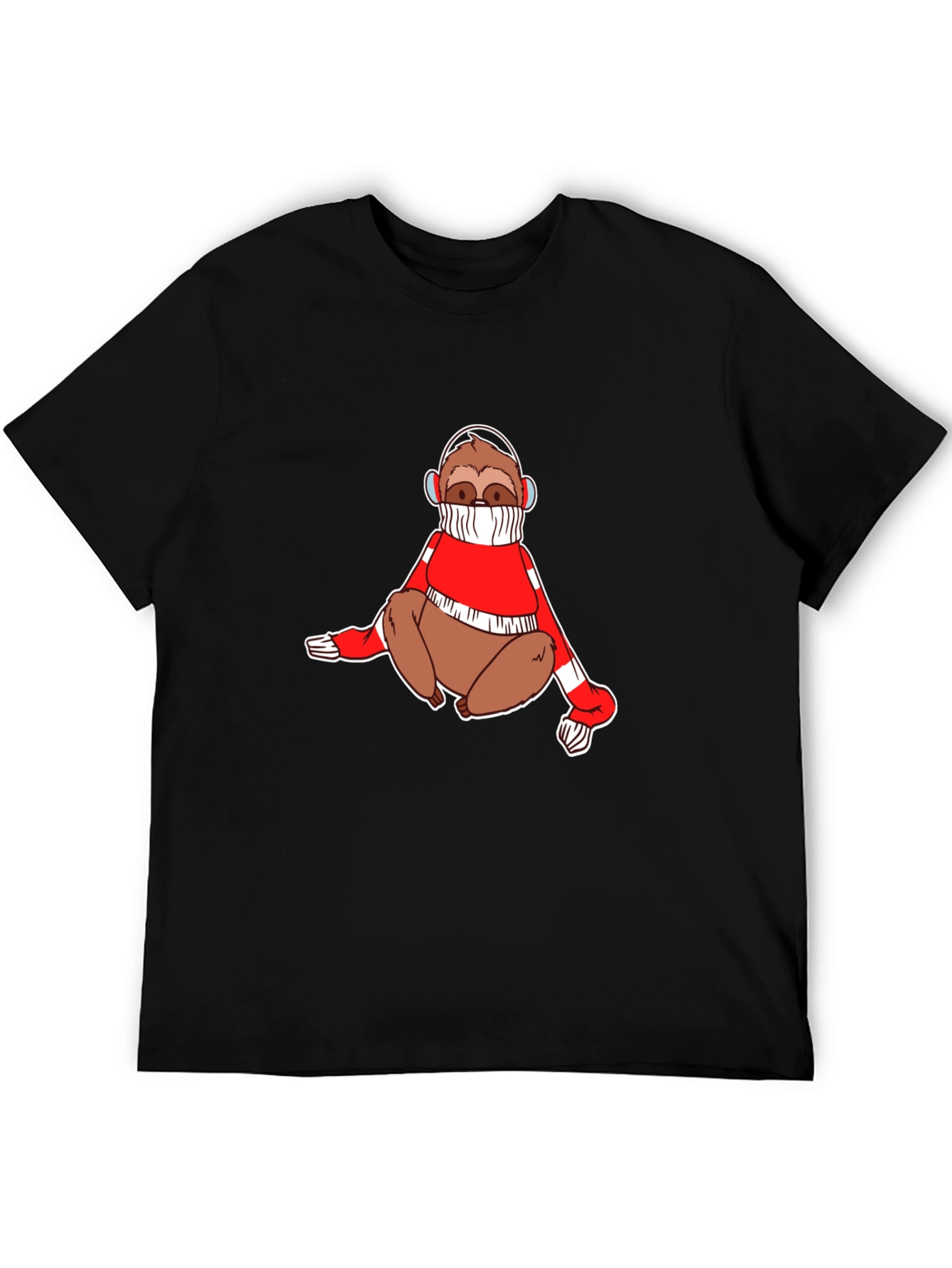 Sloth in Sweater Black T-Shirt