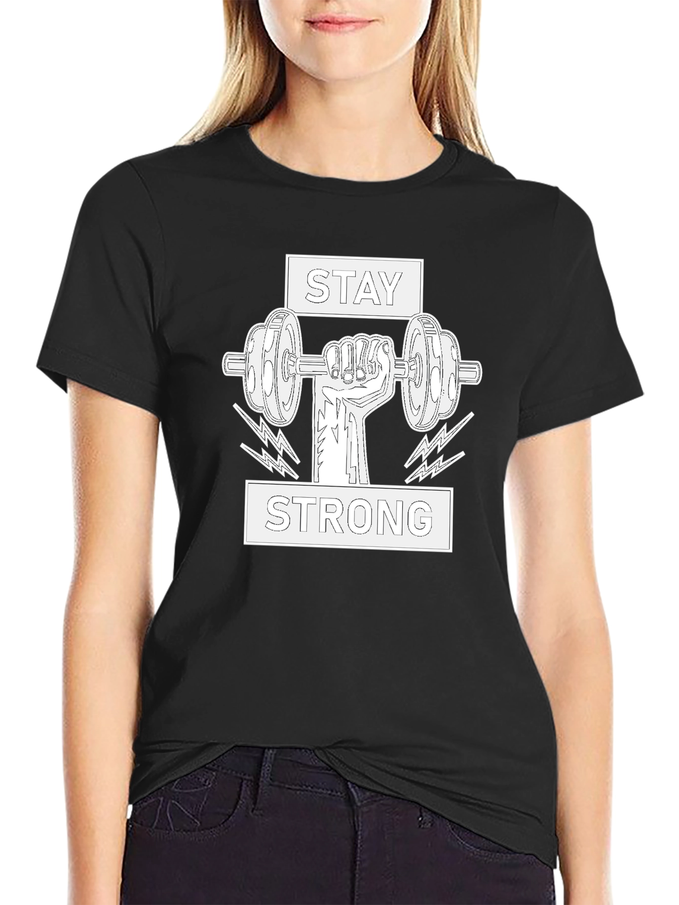Stay Strong Graphic Tee - Black Cotton