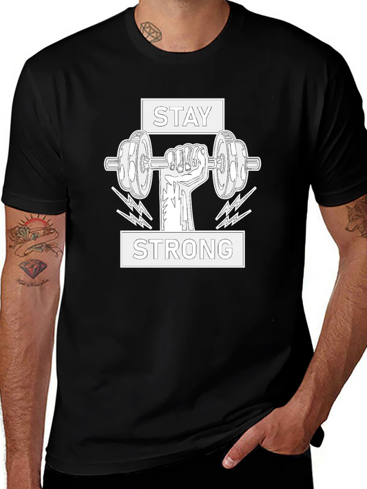 Stay Strong Graphic Tee - Black Cotton