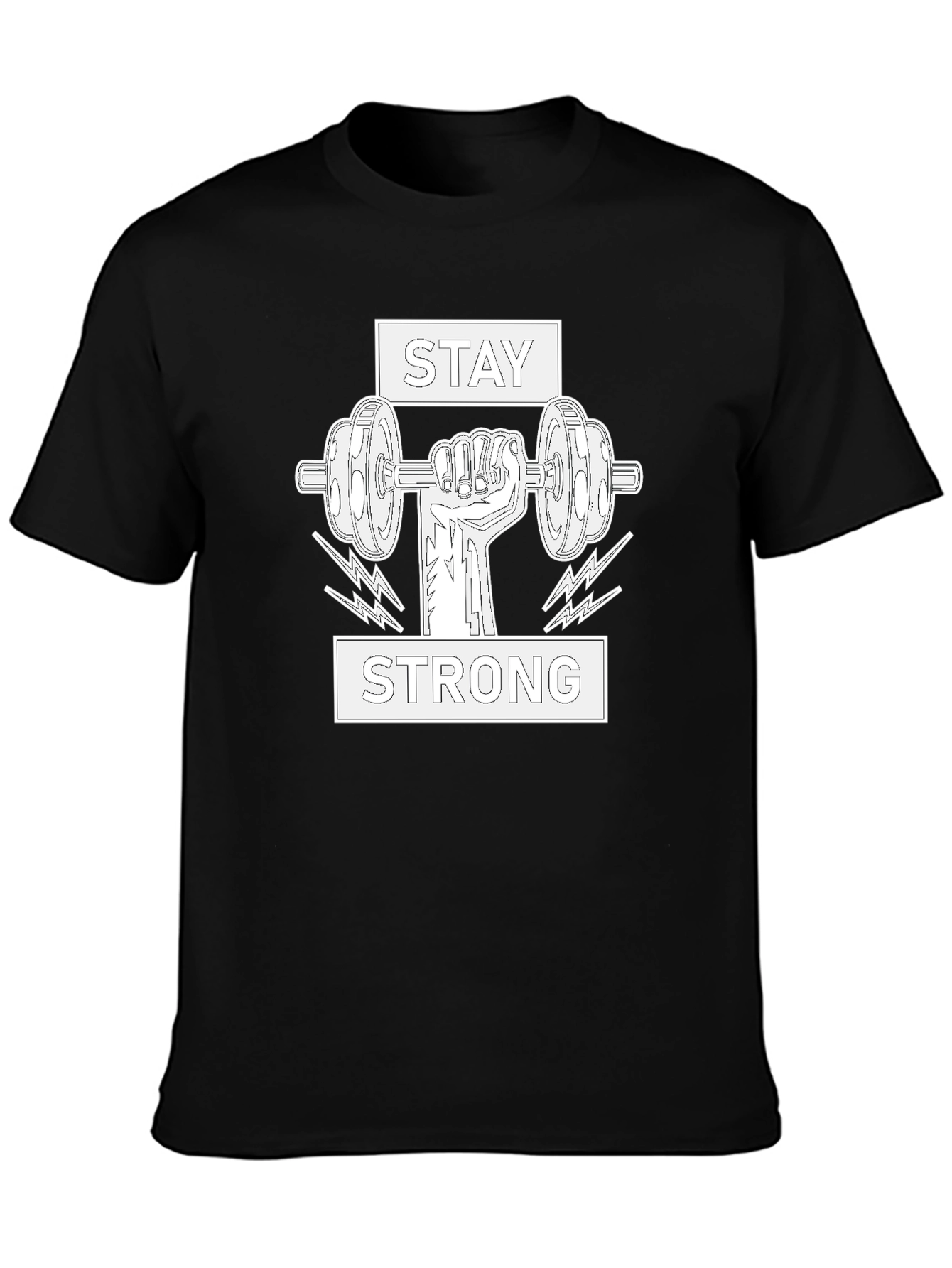 Stay Strong Graphic Tee - Black Cotton