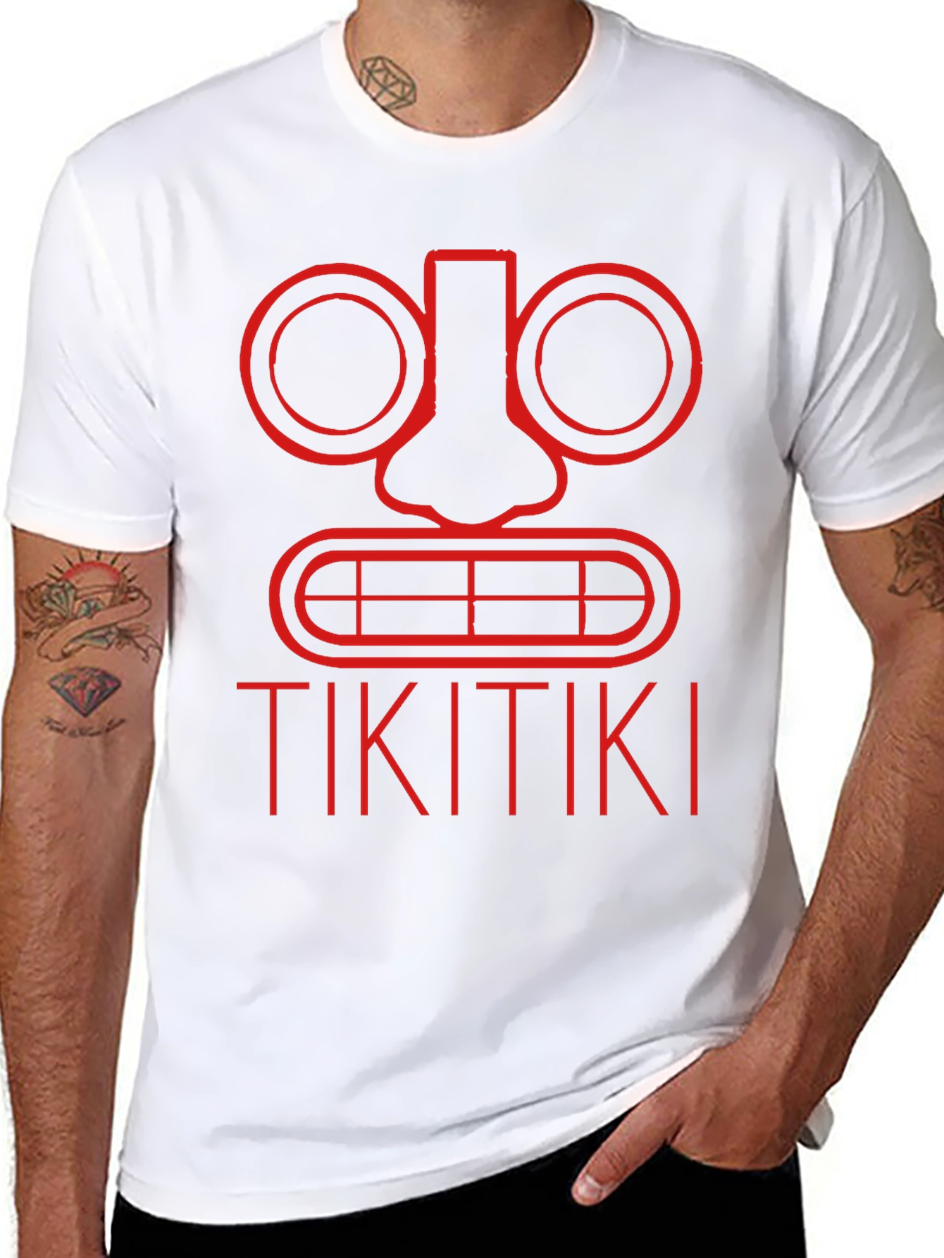 Tiki Face Graphic Tee - Black