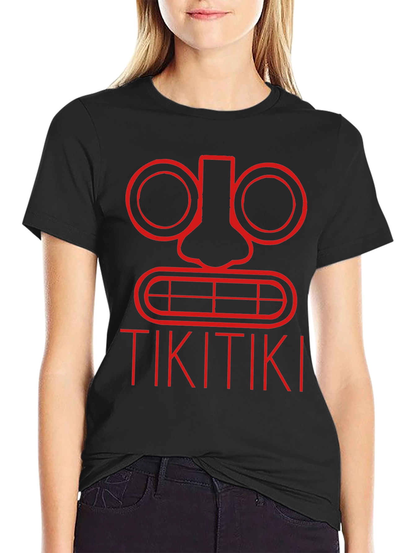 Tiki Face Graphic Tee - Black