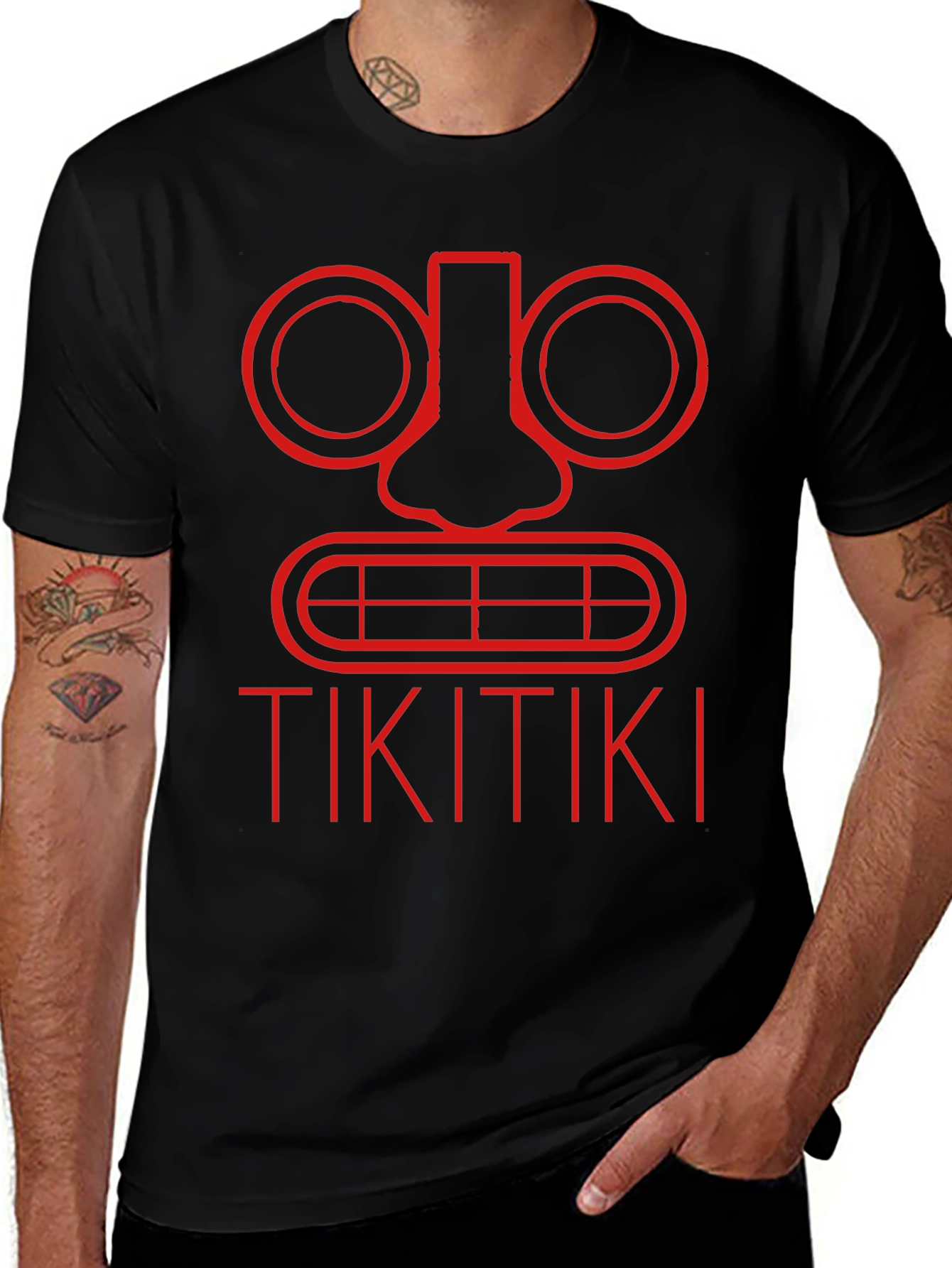 Tiki Face Graphic Tee - Black