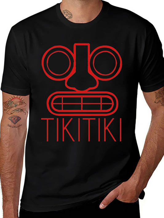 Tiki Face Graphic Tee - Black