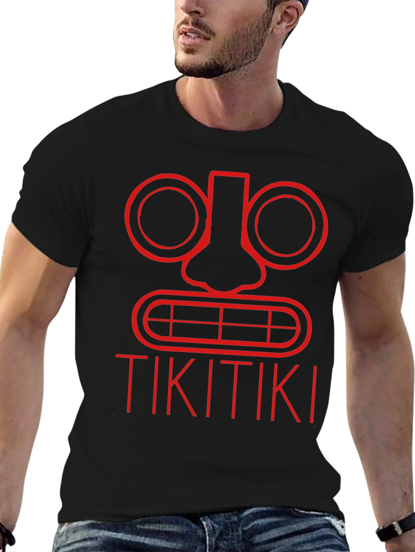 Tiki Face Graphic Tee - Black