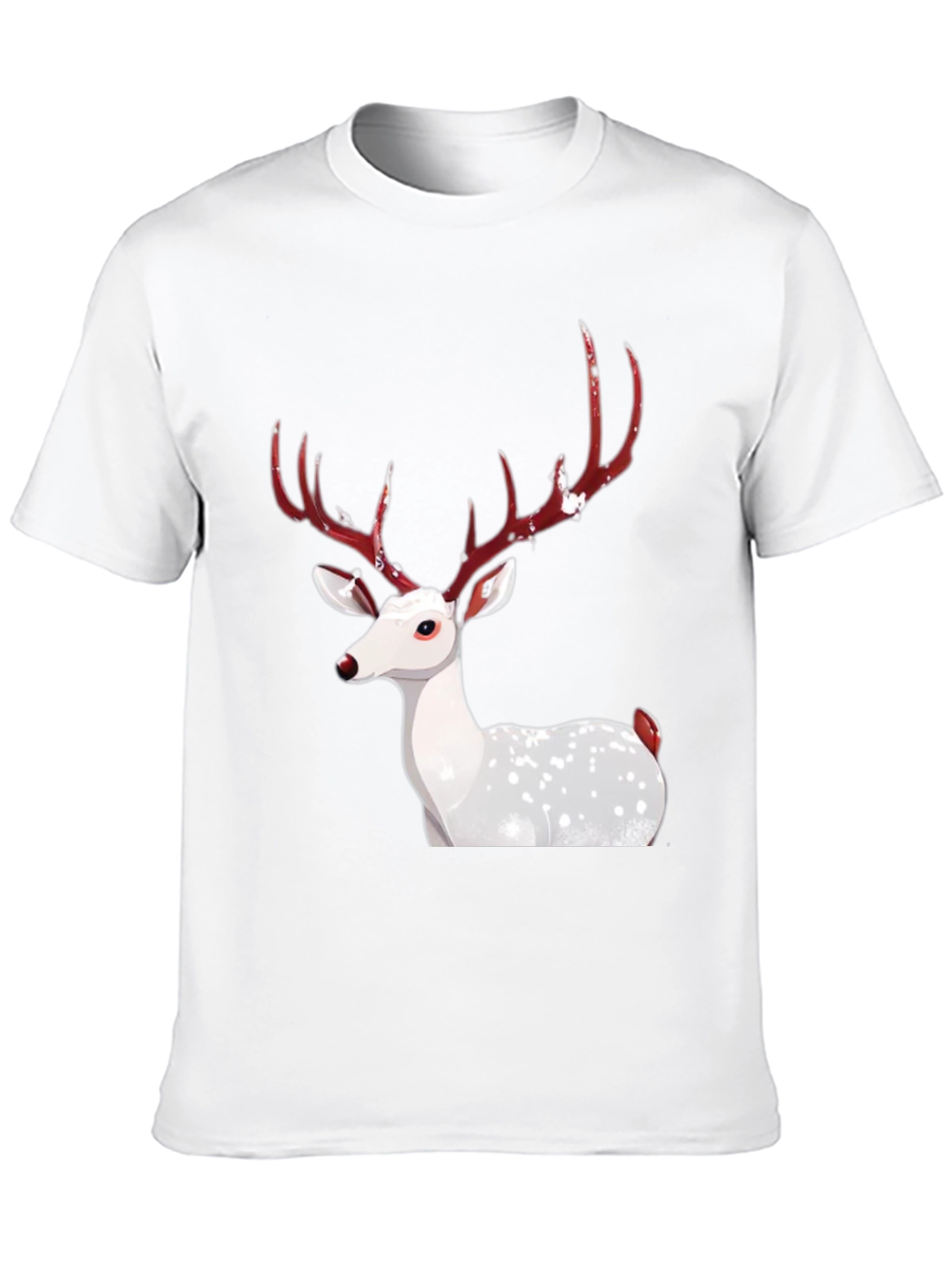 Festive Deer Graphic Tee - Holiday Season Apparel