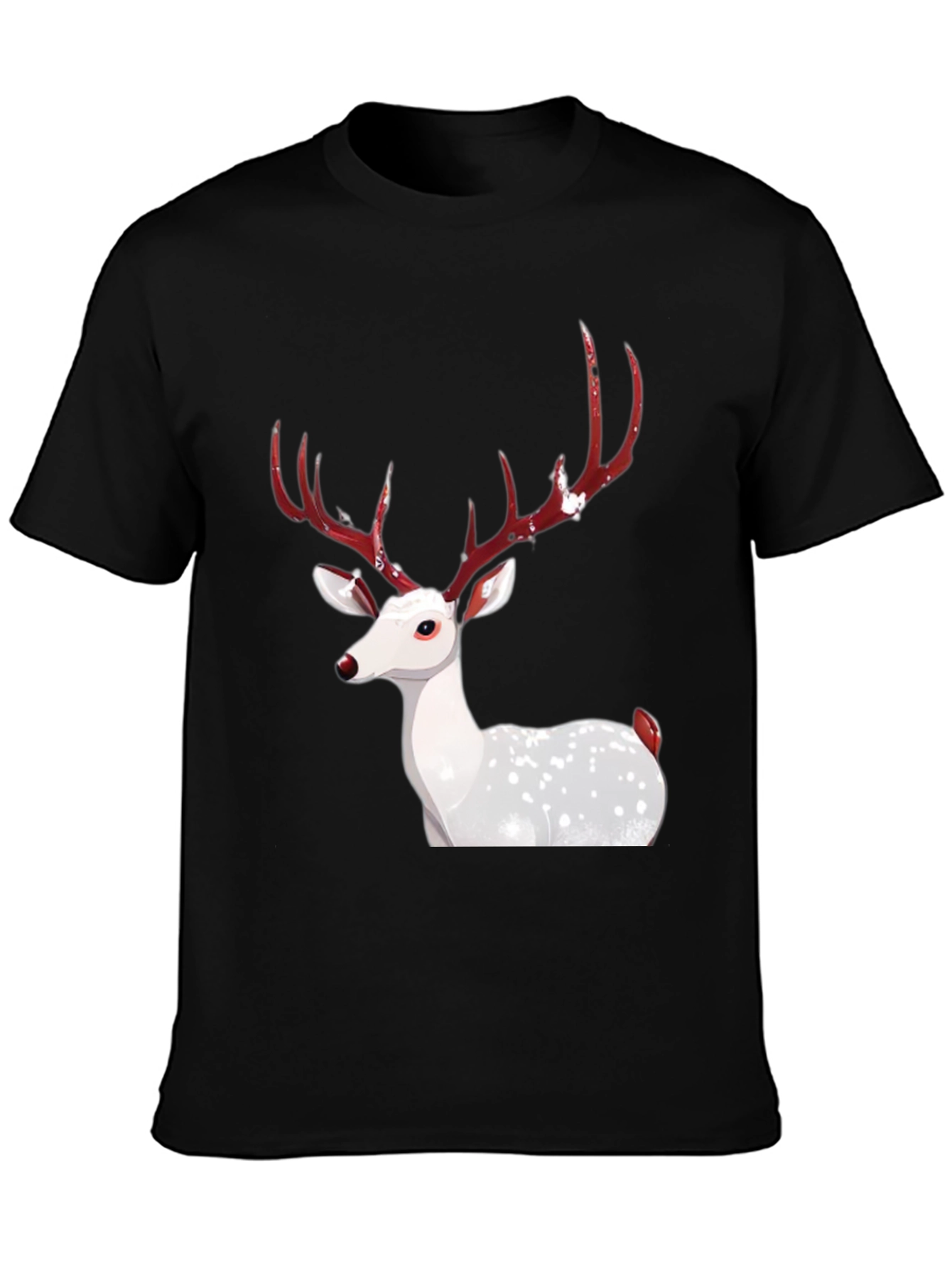 Festive Deer Graphic Tee - Holiday Season Apparel