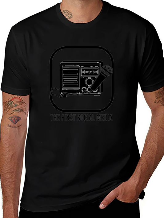 Retro Radio & Mic T-Shirt - The First Social Media Tee