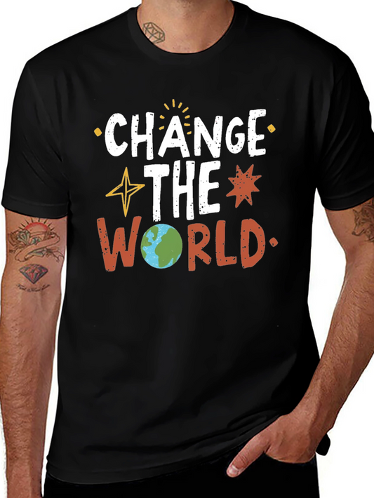 Change the World Graphic Tee - Black Cotton T-Shirt
