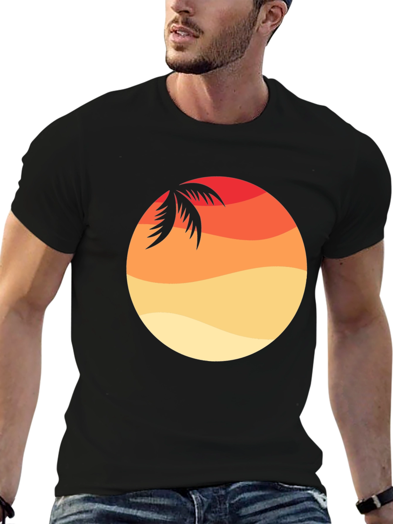 Sunset Palm Graphic Tee - Casual Style