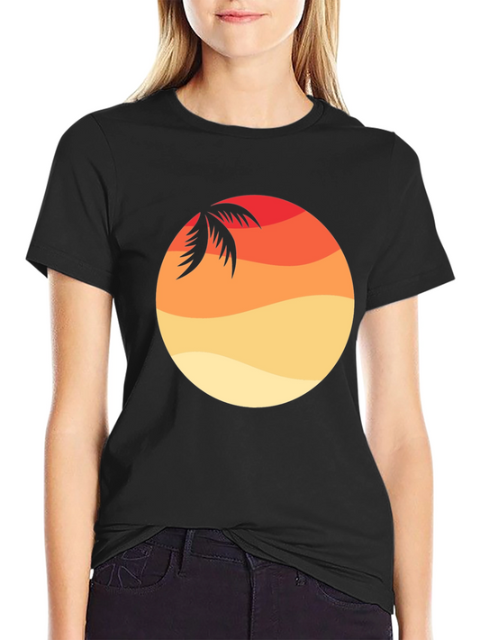 Sunset Palm Graphic Tee - Casual Style