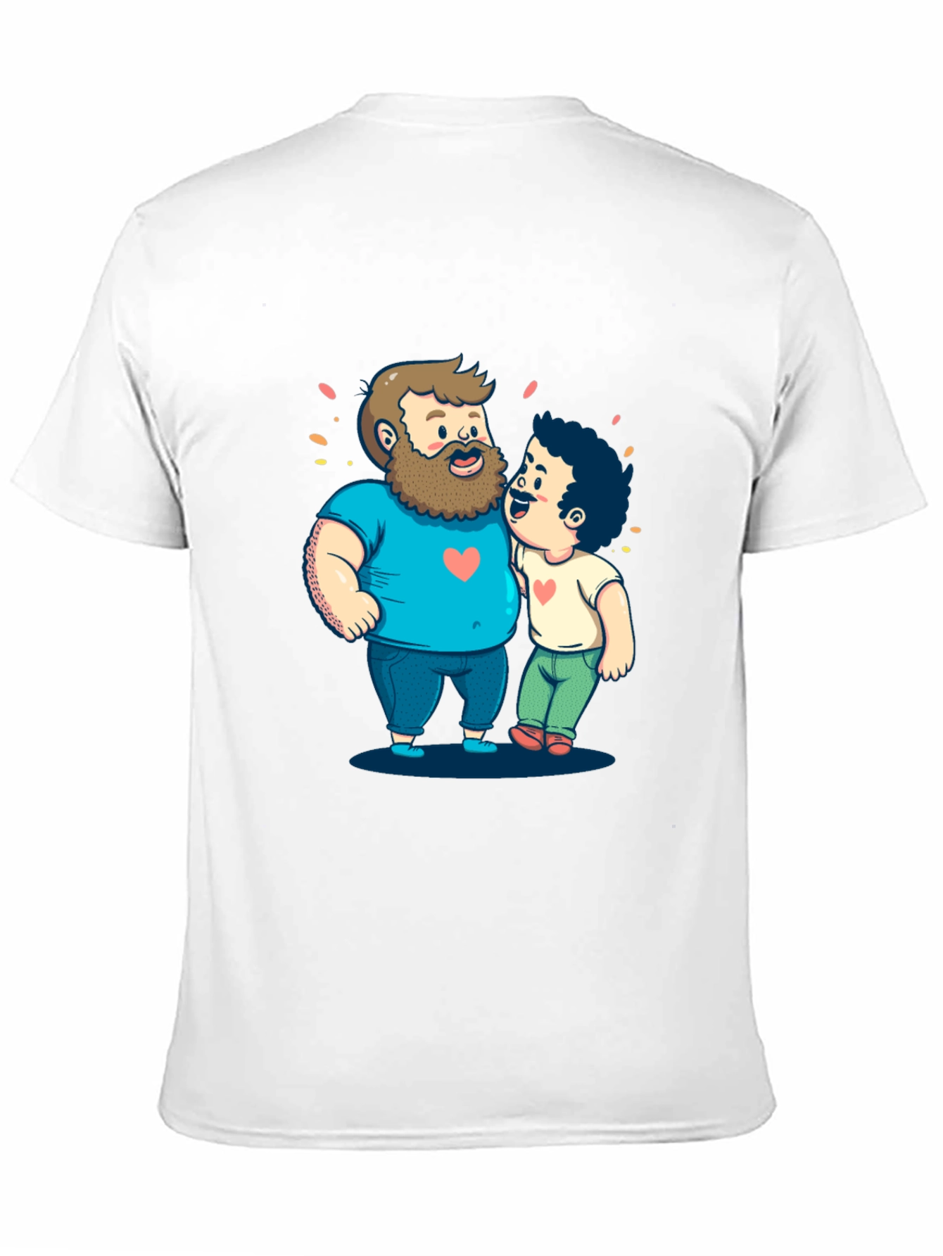 Cartoon Hugging Dads Graphic Tee - Black