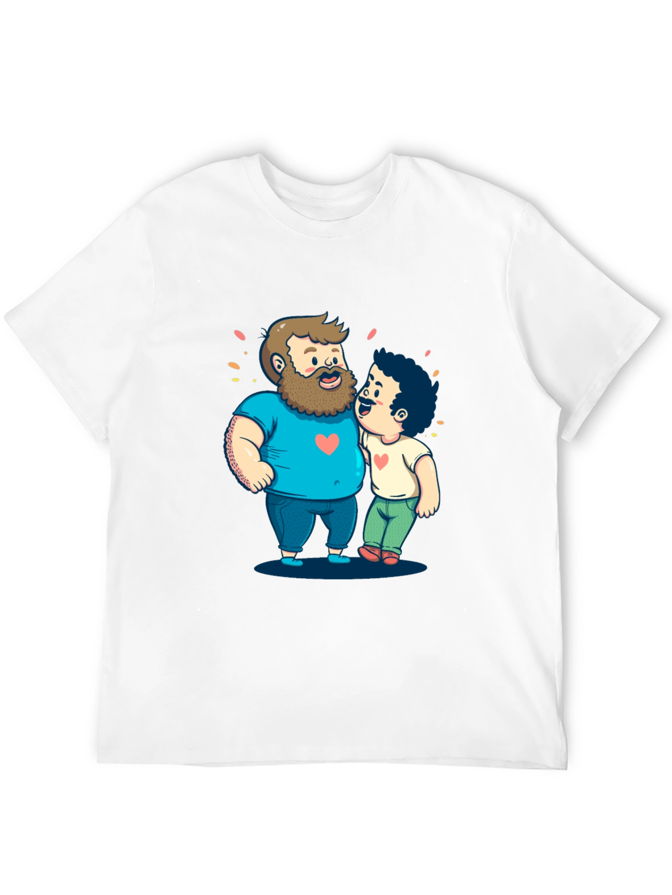 Cartoon Hugging Dads Graphic Tee - Black