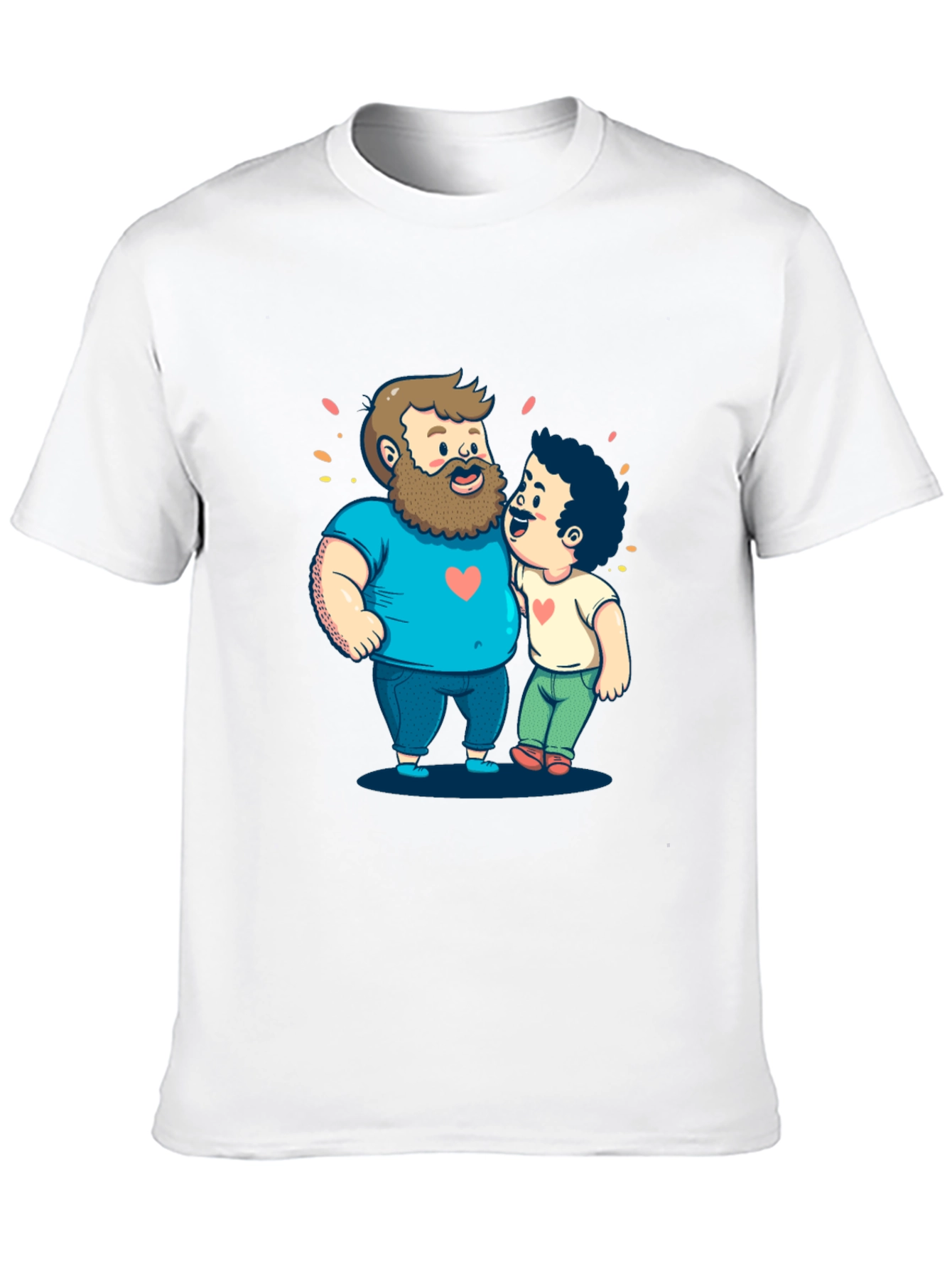 Cartoon Hugging Dads Graphic Tee - Black